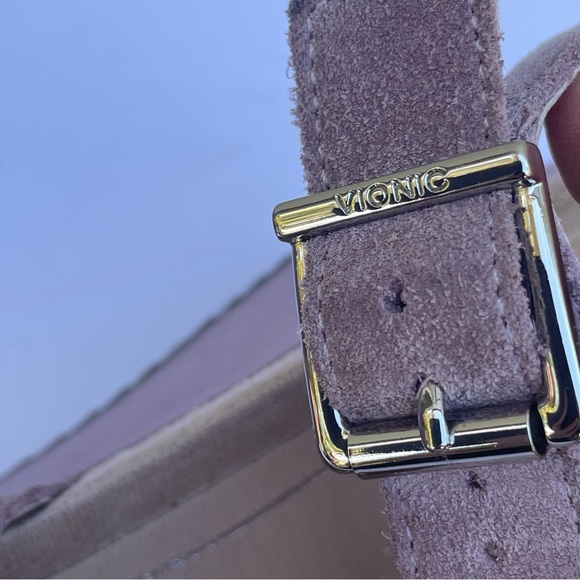 VIONIC Sandal Womens 9 Suede Wedge Mauve HOOLA TAWNY Platform T-Strap Casual - Picture 11 of 17